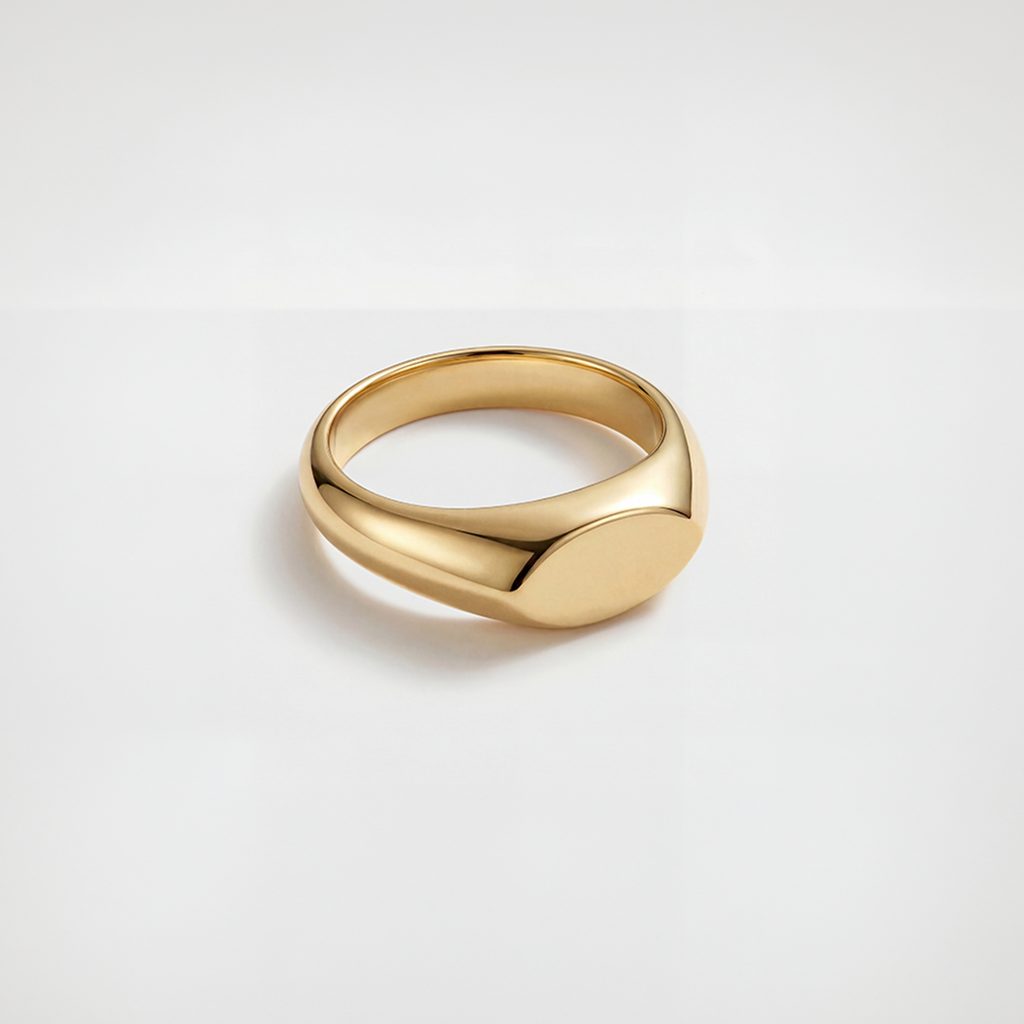 RB Jewelry Signet Ring - classic gold signet ring side view