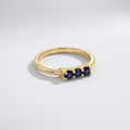 RB Jewelry Trio Stone Ring - slim gold ring with three blue stones in a row
