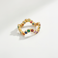 RB Jewelry Mosaic Ring - full gold band ring set with small colored stones