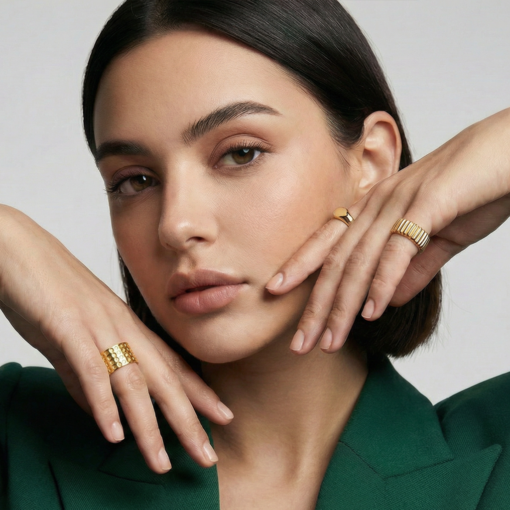 The Statement Three Dotted Ring, Ridge Ring & Signet Ring