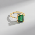 RB Jewelry Emerald Cut Ring - gold ring with rectangular green emerald cut stone