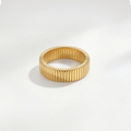 RB Jewelry Ridge Ring - structured gold textured band ring close up