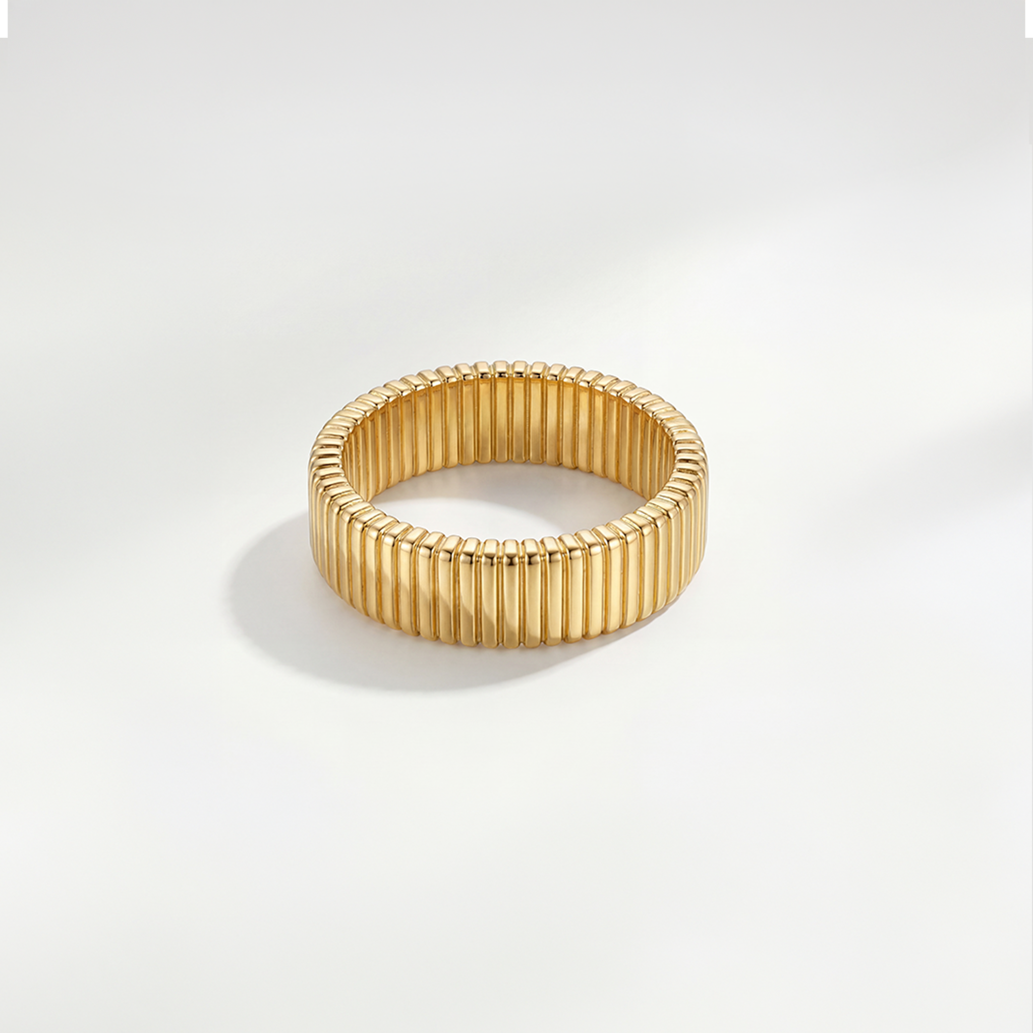 RB Jewelry Ridge Ring - structured gold textured band ring close up