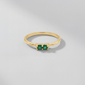 RB Jewelry Twin Band Ring - delicate gold ring with two green stones