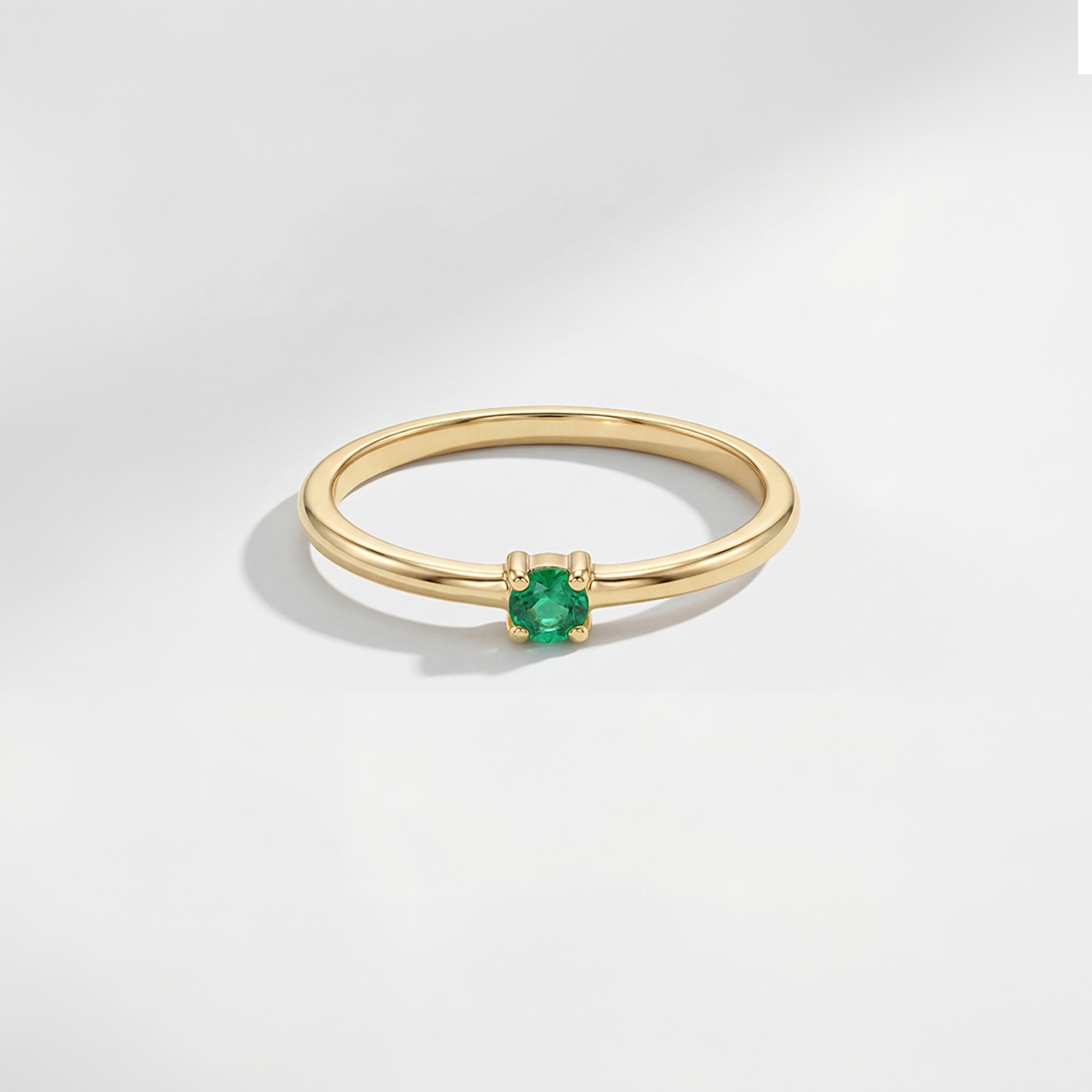 RB Jewelry Mini Band Ring - minimal gold stacking ring with green stone detail