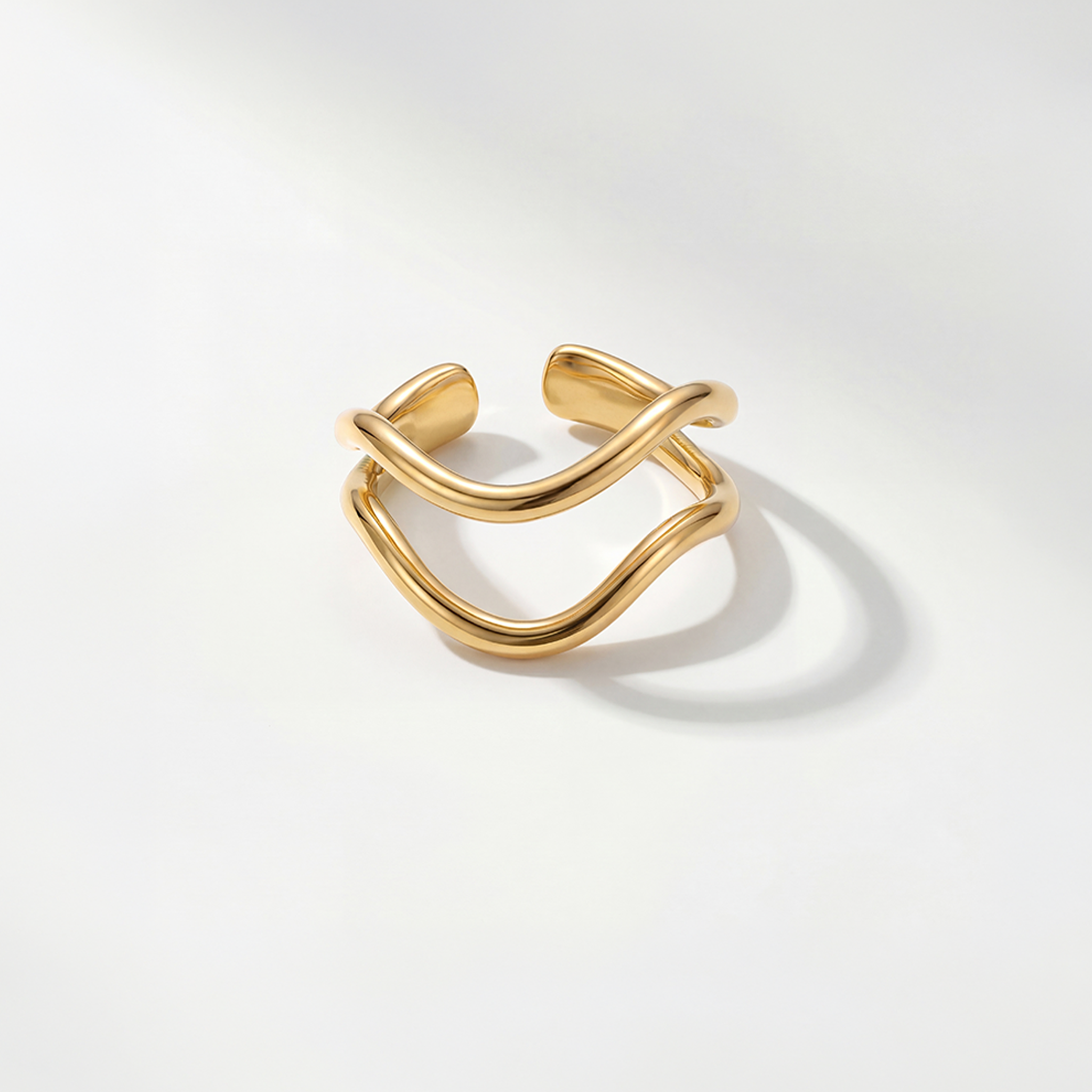 RB Jewelry Wave Set - Wave Ring gold open ring with wave shape