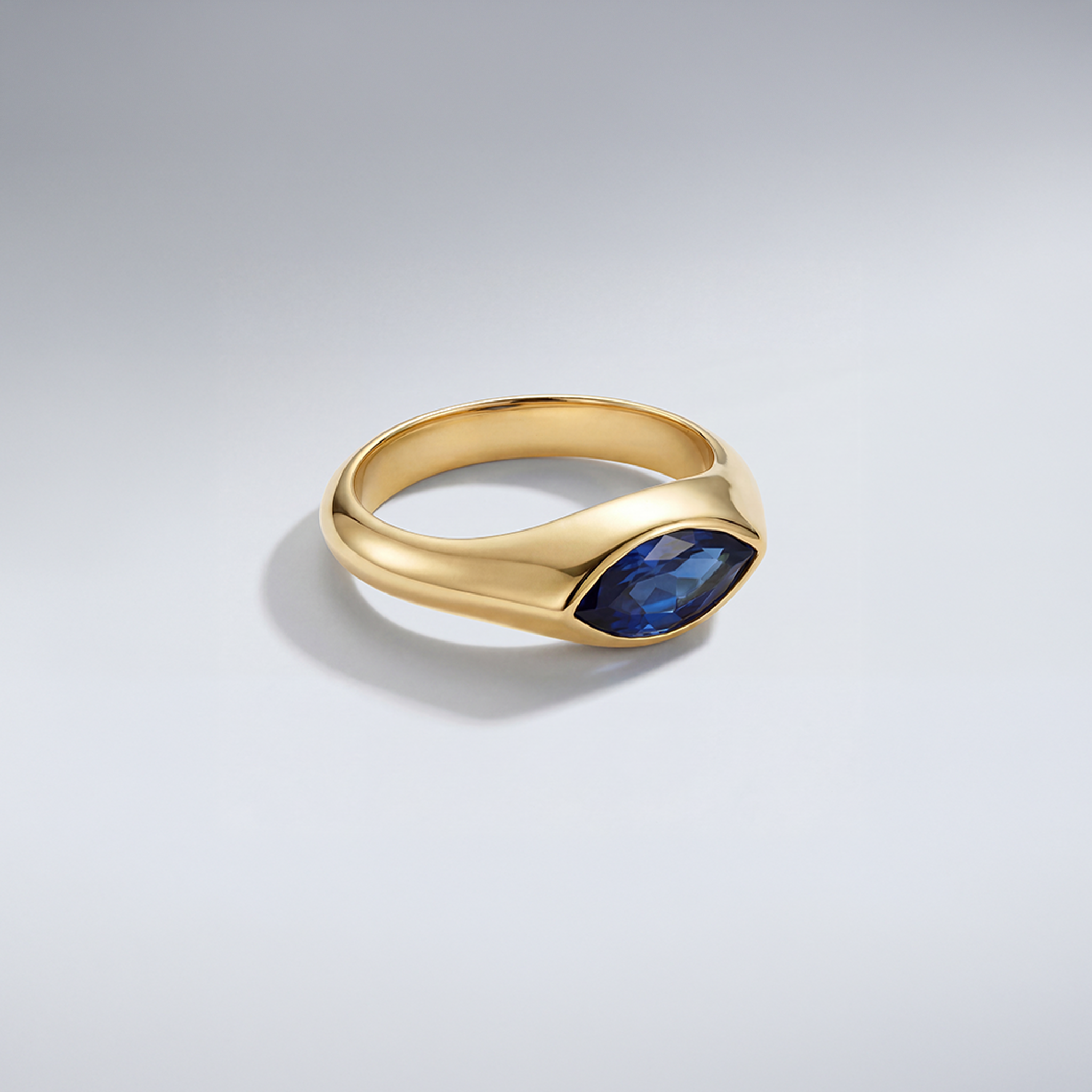 RB Jewelry Marquise Ring - gold ring with elongated marquise blue stone