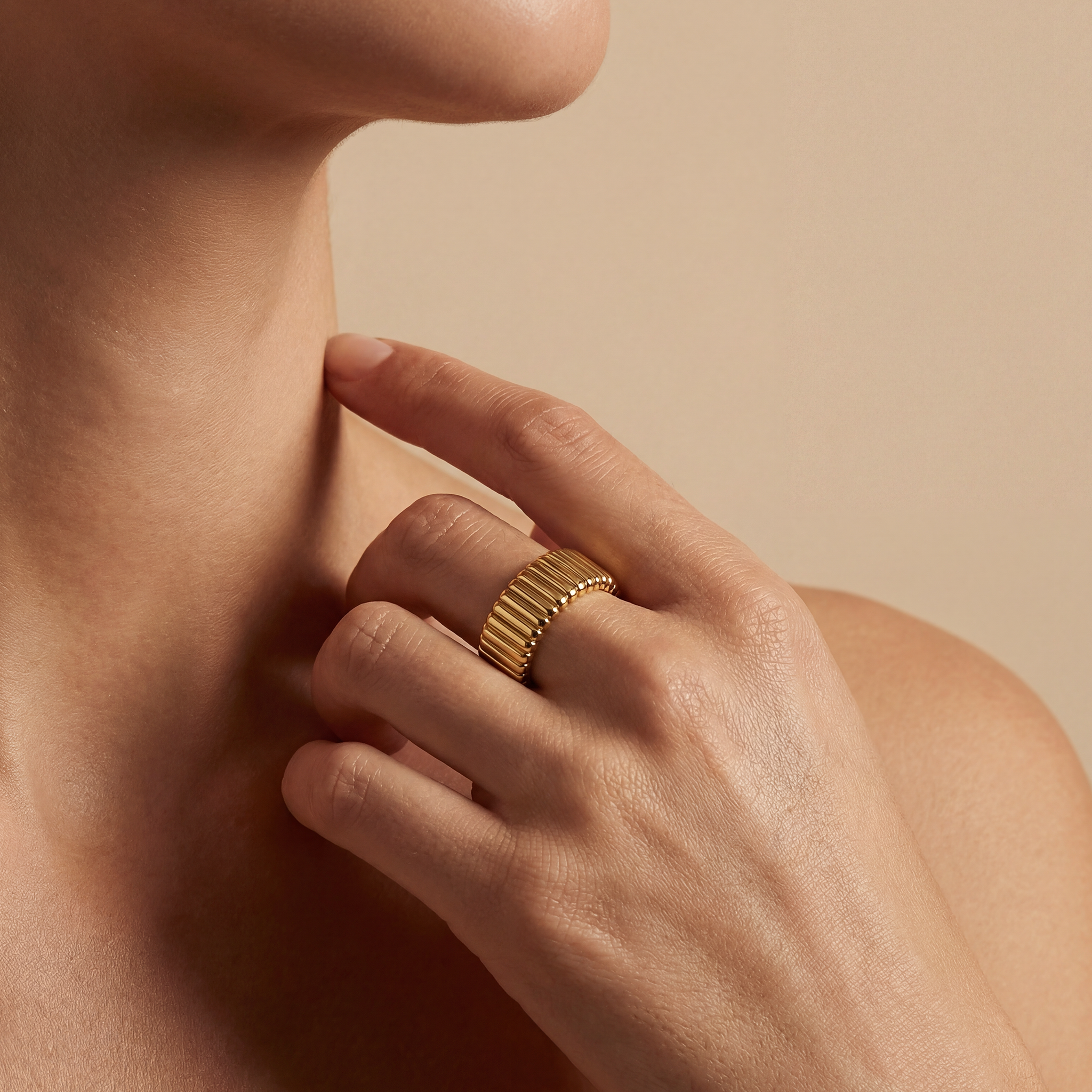 RB Jewelry Ridge Ring - full gold band ring with ridged texture