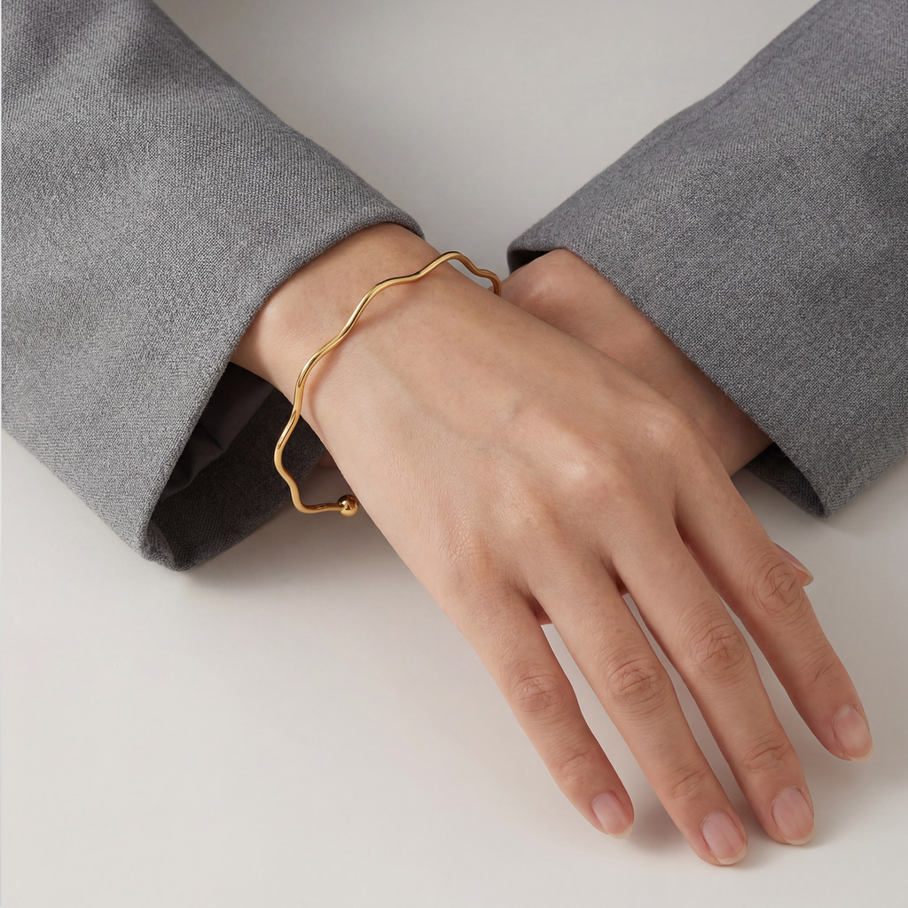 RB Jewelry Wave Set - Wave Cuff and Wave Ring matching gold jewelry set