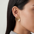 RB Jewelry Arabesque Earrings - gold stud earrings with open cut arabesque pattern